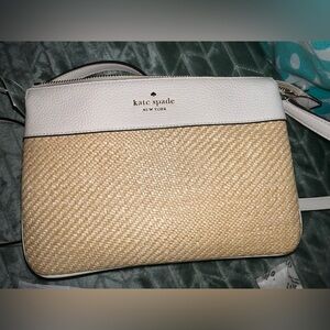 Leila Colorblock Triple Gusset Crossbody White/Wicker NWT cottagecore summer